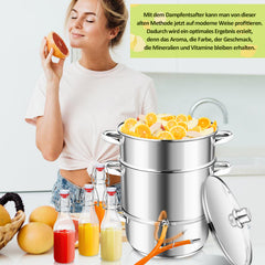 Ikodm Dampfentsafter 16L, Fruchtentsafter Ø 26cm, Edelstahl Entsafter Saftpresse für alle Herdarten geeignet