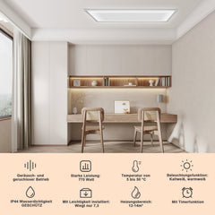 Ikodm Infrarotheizung Elektroheizer Decke WIFI 360/770W