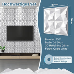 Ikodm 3D Wandpaneele 12 Stück Rund Diamant
