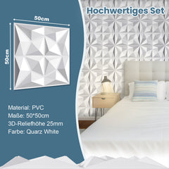 Ikodm 3D Wandpaneele 12 Stück Rund Diamant