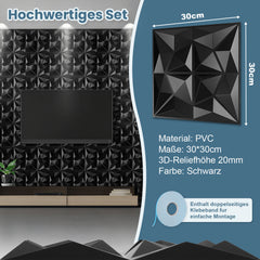 Ikodm 3D Wandpaneele 12 Stück Rund Diamant