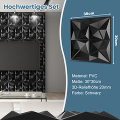 Ikodm 3D Wandpaneele 12 Stück Rund Diamant