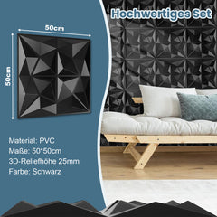 Ikodm 3D Wandpaneele 12 Stück Rund Diamant