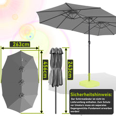 Ikodm Sonnenschirm Doppelsonnenschirm Rechteckig mit Handkurbel
