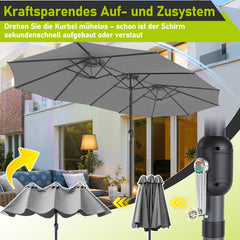 Ikodm Sonnenschirm Doppelsonnenschirm Rechteckig mit Handkurbel