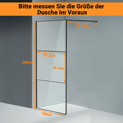 Ikodm Duschwand für Dusche, Duschwand für Dusche, 5 mm ESG Sicherheitsglas für Walk-In Dusche,Duschabtrennung Vollrahmen aus Aluminium, 0–10 mm Verstellbereich, links/rechts montierbar