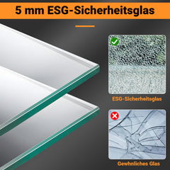 Ikodm Duschwand für Dusche, Duschwand für Dusche, 5 mm ESG Sicherheitsglas für Walk-In Dusche,Duschabtrennung Vollrahmen aus Aluminium, 0–10 mm Verstellbereich, links/rechts montierbar