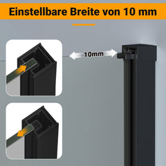 Ikodm Duschwand für Dusche, Duschwand für Dusche, 5 mm ESG Sicherheitsglas für Walk-In Dusche,Duschabtrennung Vollrahmen aus Aluminium, 0–10 mm Verstellbereich, links/rechts montierbar