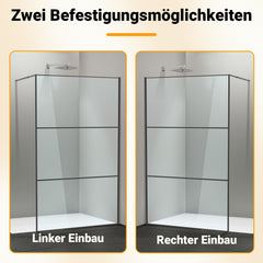 Ikodm Duschwand für Dusche, Duschwand für Dusche, 5 mm ESG Sicherheitsglas für Walk-In Dusche,Duschabtrennung Vollrahmen aus Aluminium, 0–10 mm Verstellbereich, links/rechts montierbar