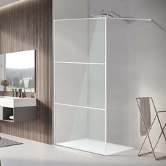 Ikodm Duschwand für Dusche, Duschwand für Dusche, 5 mm ESG Sicherheitsglas für Walk-In Dusche,Duschabtrennung Vollrahmen aus Aluminium, 0–10 mm Verstellbereich, links/rechts montierbar