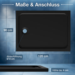 Ikodm Acryl-Duschwanne flach mit Ablauf-Set, pflegeleicht & modern