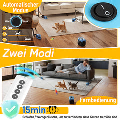 Ikodm Katzenspielzeug Elektrisch, Interaktives Katzenspielzeug mit Anpassbaren Laufwegen