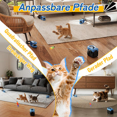 Ikodm Katzenspielzeug Elektrisch, Interaktives Katzenspielzeug mit Anpassbaren Laufwegen