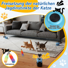 Ikodm Katzenspielzeug Elektrisch, Interaktives Katzenspielzeug mit Anpassbaren Laufwegen