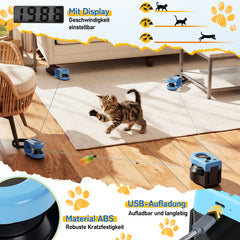 Ikodm Katzenspielzeug Elektrisch, Interaktives Katzenspielzeug mit Anpassbaren Laufwegen