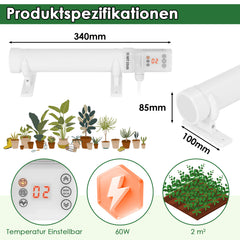 Ikodm Elektrische Heizung für Gewächshäuser mit eingebautem,Ideal für Schränke und Gewächshäuse