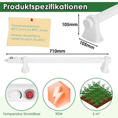 Ikodm Elektrische Heizung für Gewächshäuser mit eingebautem,Ideal für Schränke und Gewächshäuse