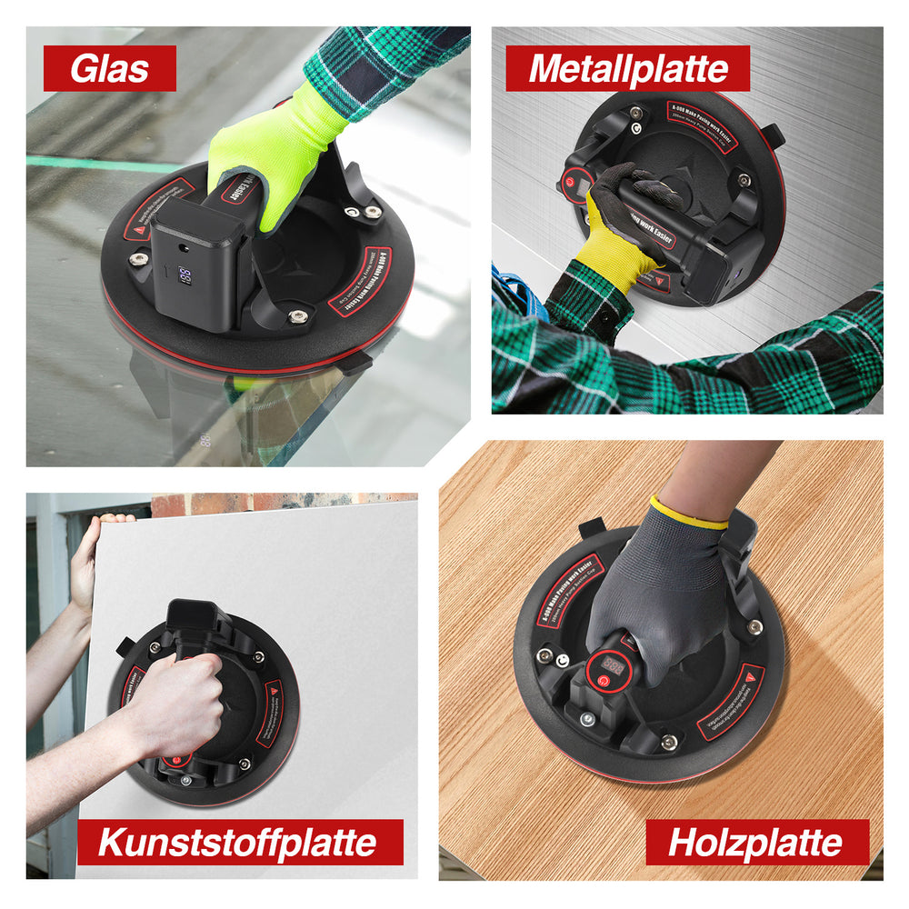 Ikodm Elektrischer Vakuum-Saugheber mit Digitalanzeige, Akku, bis 200 kg