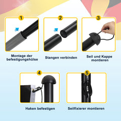 Ikodm Fahnenmast höhenverstellbar, Fahnenstange aus Alu, Ø 50 mm, 6,5 m
