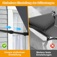 Ikodm Fallarmmarkise Verstellbare Balkonmarkise Grau/Beige