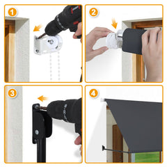 Ikodm Fallarmmarkise Verstellbare Balkonmarkise Grau/Beige
