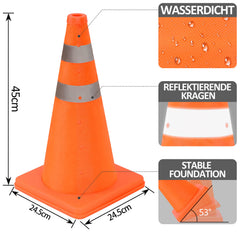 Ikodm 4x Faltbare Warnkegel Pylonen 45cm Höhe