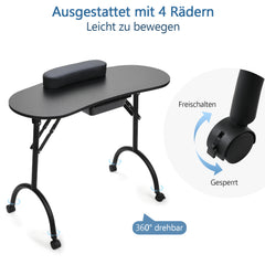 Ikodm Faltbare Maniküre Tisch Maniküre-Nagelstation mit Schublade