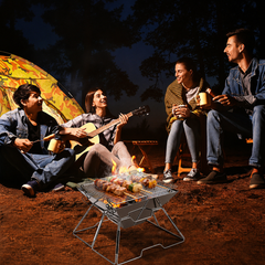 Ikodm Camping Grill Edelstahl mit Höhenverstellbar Grillrost