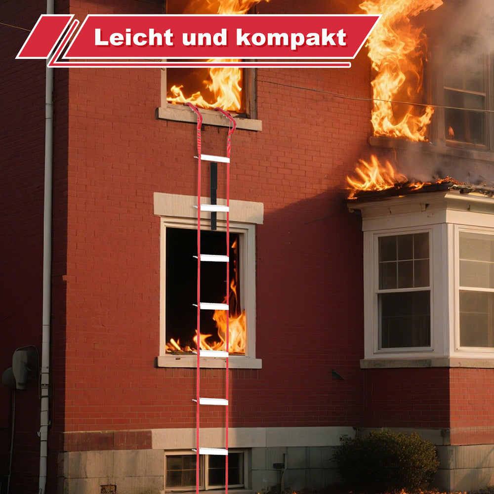Ikodm Faltbare Feuerleiter aus Aluminium mit Haken, rutschfest & tragbar