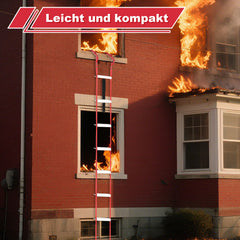 Ikodm Faltbare Feuerleiter aus Aluminium mit Haken, rutschfest & tragbar