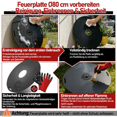 Ikodm Feuerplatte Carbonstahl 80cm Für Feuertonne