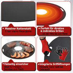 Ikodm Feuerplatte Carbonstahl 80cm Für Feuertonne