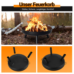 Ikodm Feuerschale Feuerstelle Φ82,5cm mit Griffen