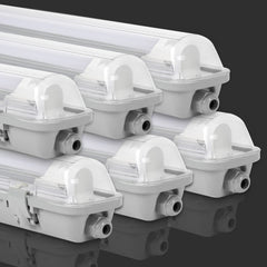 Ikodm 6 Stück 18w LED Feuchtraumleuchte Wannenleuchte 120cm, 1800LM Neutralweiß 4500K T8 LED Röhre, IP65 Wasserfest Feuchtraumlampe Werkstattlampe für Garage, Keller, Büro