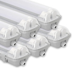 Ikodm 6 Stück 18w LED Feuchtraumleuchte Wannenleuchte 120cm, 1800LM Neutralweiß 4500K T8 LED Röhre, IP65 Wasserfest Feuchtraumlampe Werkstattlampe für Garage, Keller, Büro