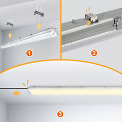 Ikodm 6 Stück 18w LED Feuchtraumleuchte Wannenleuchte 120cm, 1800LM Neutralweiß 4500K T8 LED Röhre, IP65 Wasserfest Feuchtraumlampe Werkstattlampe für Garage, Keller, Büro