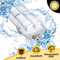 Ikodm 6 Stück Feuchtraumleuchte LED 150cm 24W 4800lm Wannenleuchte 6500K IP65 Wasserfest Feuchtraumlampe Doppelt T8 LED Röhre,Röhrenlampe Werkstattlampe für Garage Keller Büro
