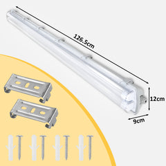 Ikodm 6 Stück 18w LED Feuchtraumleuchte Wannenleuchte 120cm, 1800LM Neutralweiß 4500K T8 LED Röhre, IP65 Wasserfest Feuchtraumlampe Werkstattlampe für Garage, Keller, Büro