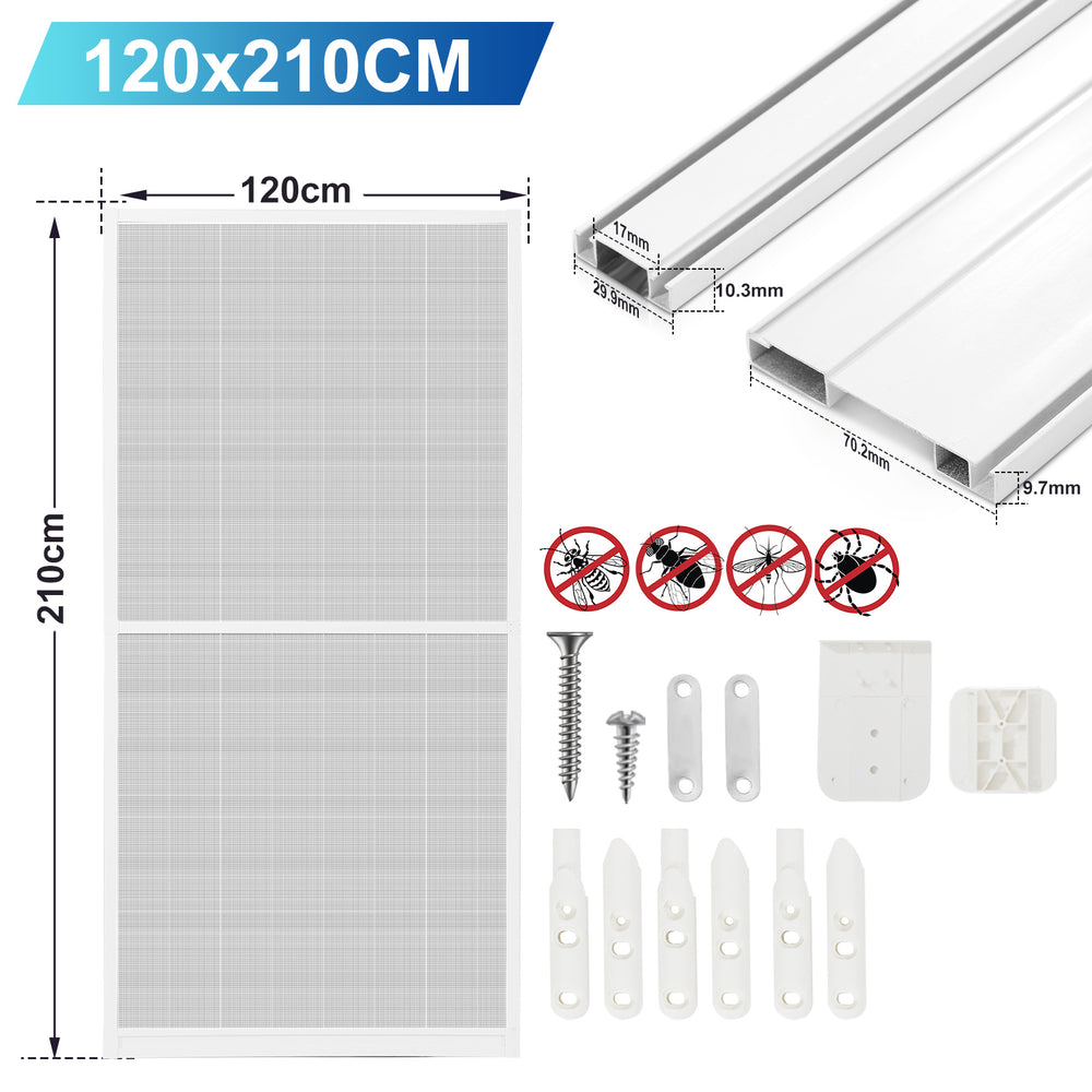 Ikodm Fliegengittertür mit Rahmen 120 × 210 cm für Balkon und Terrasse