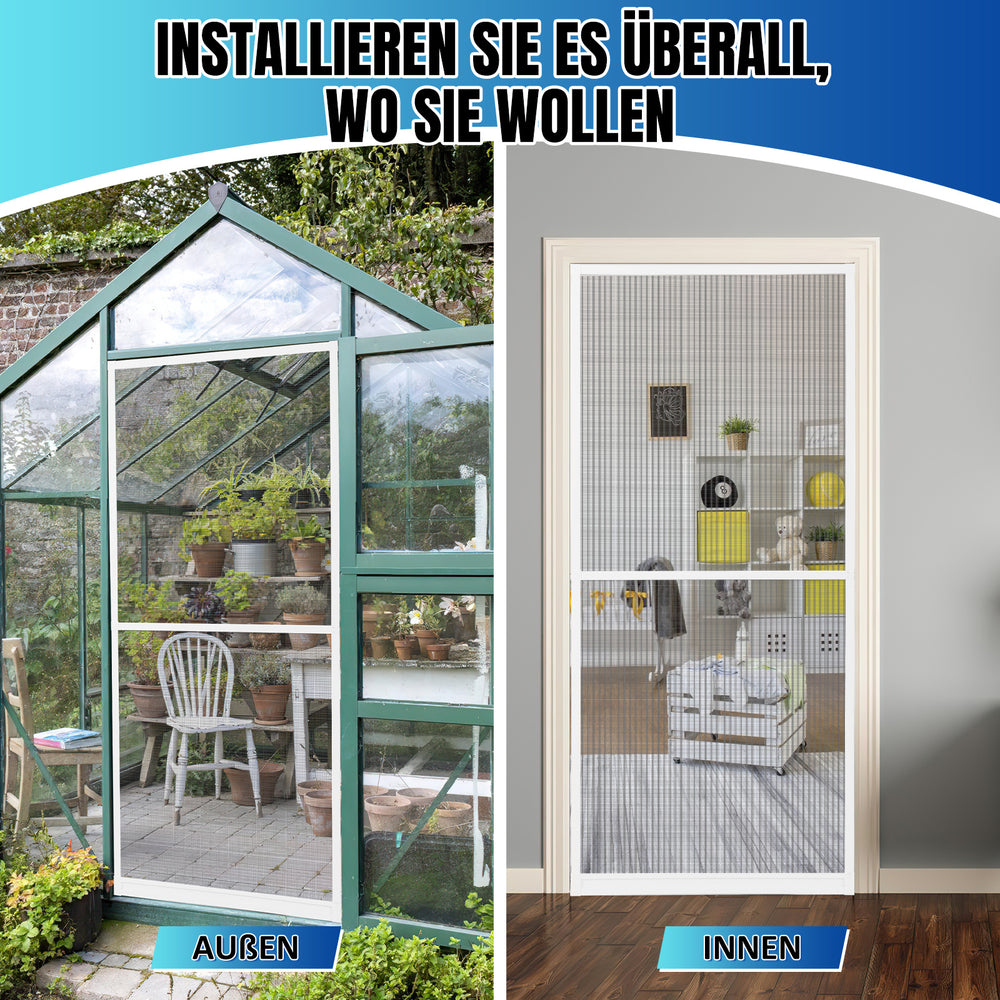 Ikodm Fliegengittertür mit Rahmen 120 × 210 cm für Balkon und Terrasse
