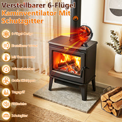 Ikodm Kaminventilator 6 Flügel mit Schutzgitter & Thermometer