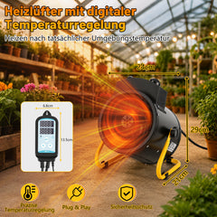 Ikodm 2000W Frostwächter mit Thermostat Gewächshaus IPX4