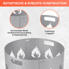 Ikodm Funkenschutz Feuerschale 4-teilig Steckbar