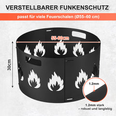 Ikodm Funkenschutz Feuerschale 4-teilig Steckbar