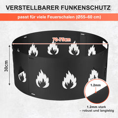 Ikodm Funkenschutz Feuerschale 4-teilig Steckbar
