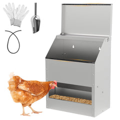 Ikodm Hühner Futterautomat Edelstahl 5kg/15kg