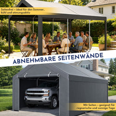 Ikodm Garagezelt Komplettset mit Stahlrahmen, Plane & Zubehör