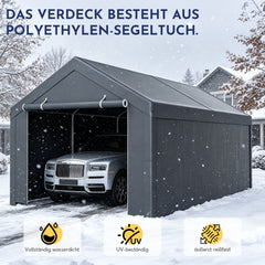 Ikodm Garagezelt Komplettset mit Stahlrahmen, Plane & Zubehör