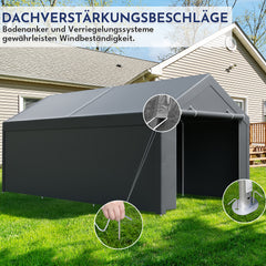 Ikodm Garagezelt Komplettset mit Stahlrahmen, Plane & Zubehör