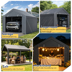 Ikodm Garagezelt Komplettset mit Stahlrahmen, Plane & Zubehör